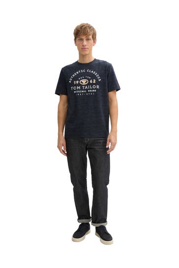 TOM TAILOR T-Shirt dunkelblau gemustert
