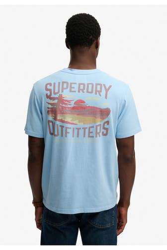 SUPERDRY T-Shirt 'Outdoors Mountain' hellblau