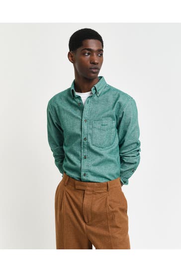 GANT Flanell-Hemd smaragdgrün Regular Fit