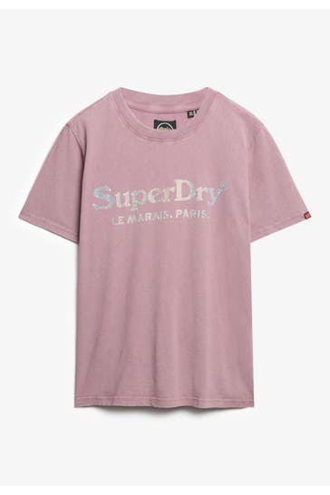 SUPERDRY T-Shirt dunkelrosa