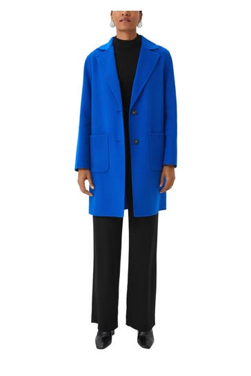 COMMA, Wollmix-Mantel royalblau