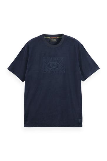 SCOTCH & SODA Samt T-Shirt schwarzblau