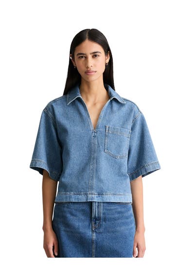 MARC O'POLO DENIM Jeansbluse mittelblau