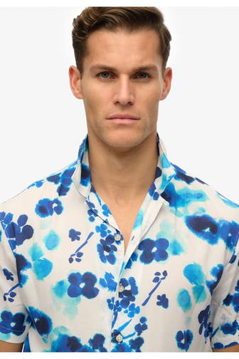 SUPERDRY Kurzarmhemd gemustert Regular Fit