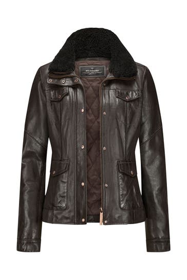 MILESTONE Lederjacke 'Madeleine' dunkelbraun