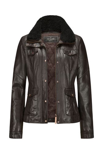 MILESTONE Lederjacke 'Madeleine' dunkelbraun