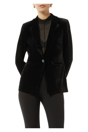 COMMA, Samt-Blazer schwarz