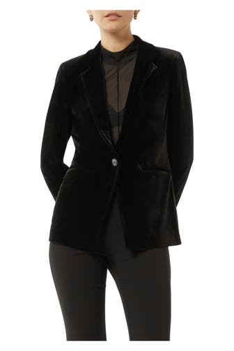COMMA, Samt-Blazer schwarz
