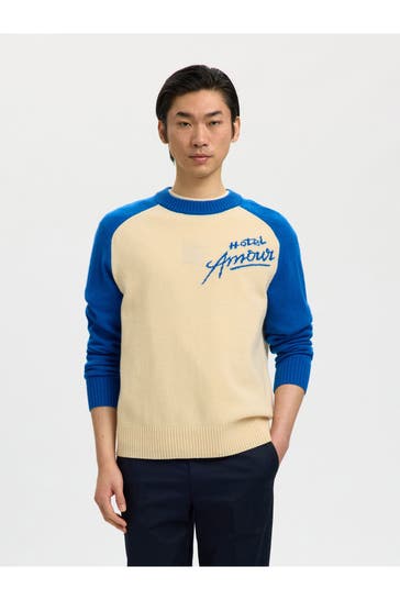 SELECTED Wollpullover zweifarbig