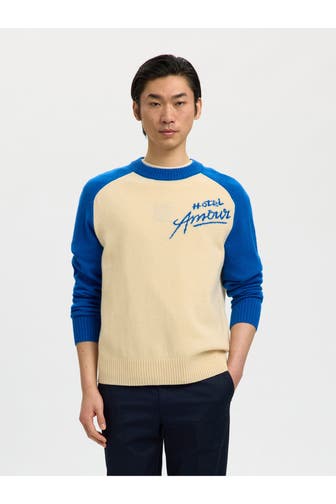 SELECTED Wollpullover zweifarbig