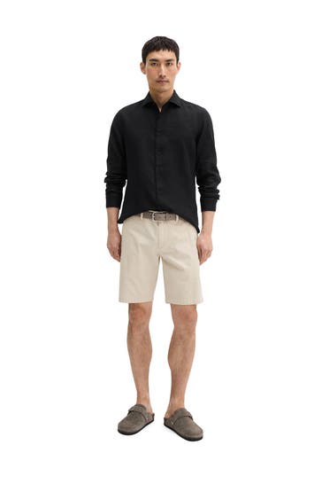 MARC O'POLO Leinenhemd schwarz Slim Fit