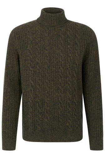 BUGATTI Wollmix-Rollkragenpullover tannengrün