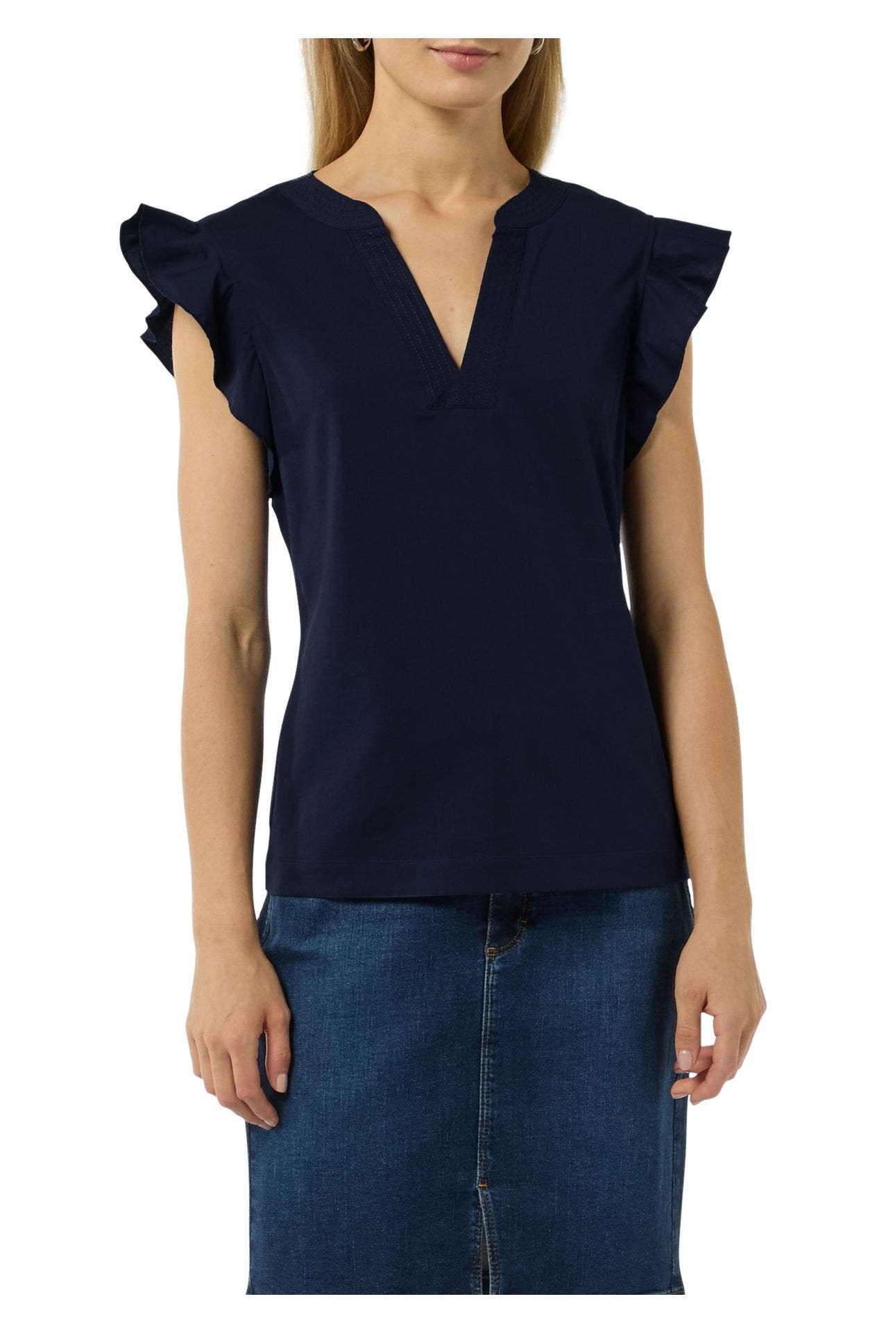 COMMA, Blusenshirt dunkelblau, Bild 1