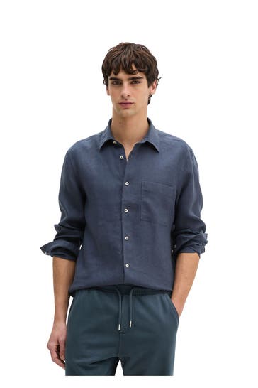 MARC O'POLO Leinenhemd graublau