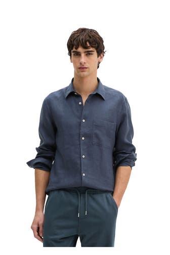 MARC O'POLO Leinenhemd graublau
