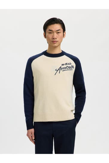 SELECTED Wollpullover zweifarbig