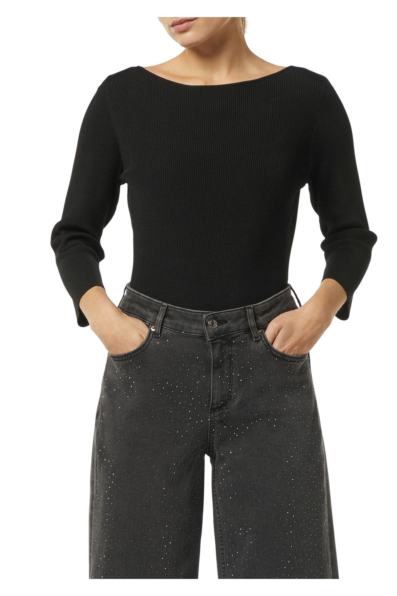 COMMA, Langarm-Strickshirt schwarz, Bild 1