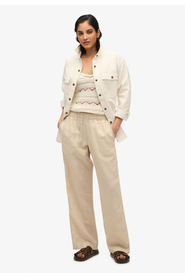 SUPERDRY Leinenhose beige