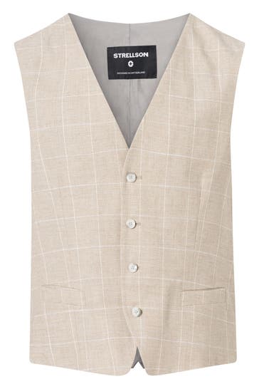 STRELLSON Business-Sakko Gyl hellbeige kariert Slim Fit