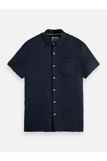 SCOTCH & SODA Kurzarmhemd dunkelblau Regular Fit