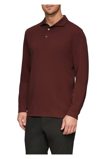S.OLIVER BLACK LABEL Langarm-Polo weinrot