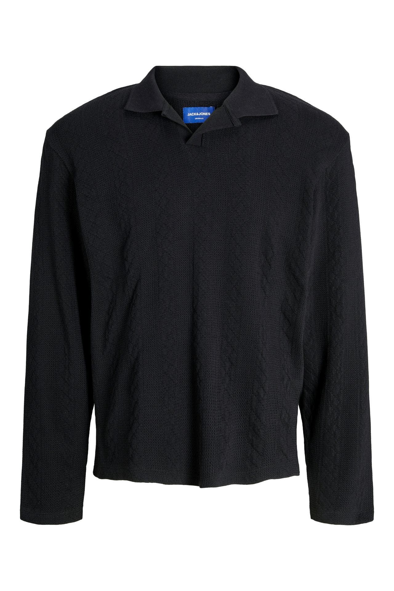 JACK & JONES Zopfstrick-Polo schwarz, Bild 1