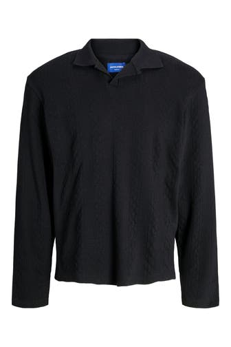 JACK & JONES Zopfstrick-Polo schwarz
