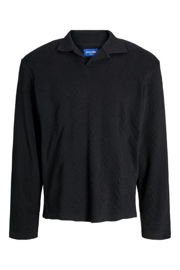 JACK & JONES - Zopfstrick-Polo schwarz