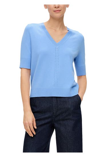 S.OLIVER BLACK LABEL Strickshirt taubenblau