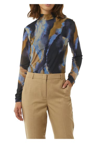 COMMA, Mesh-Langarmshirt gemustert