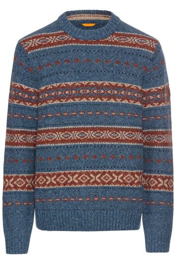 CAMEL ACTIVE Wollmix-Pullover gemustert