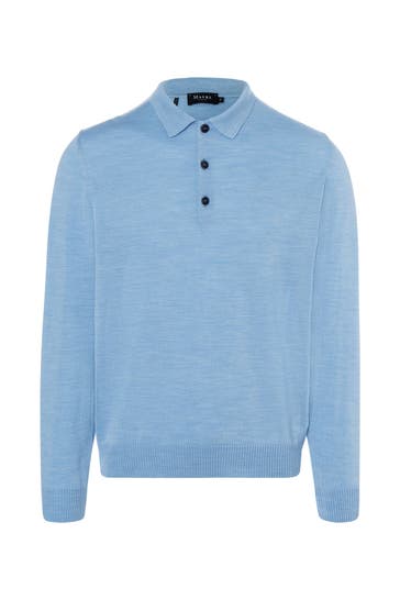 MAERZ MUENCHEN Langarm-Polo taubenblau