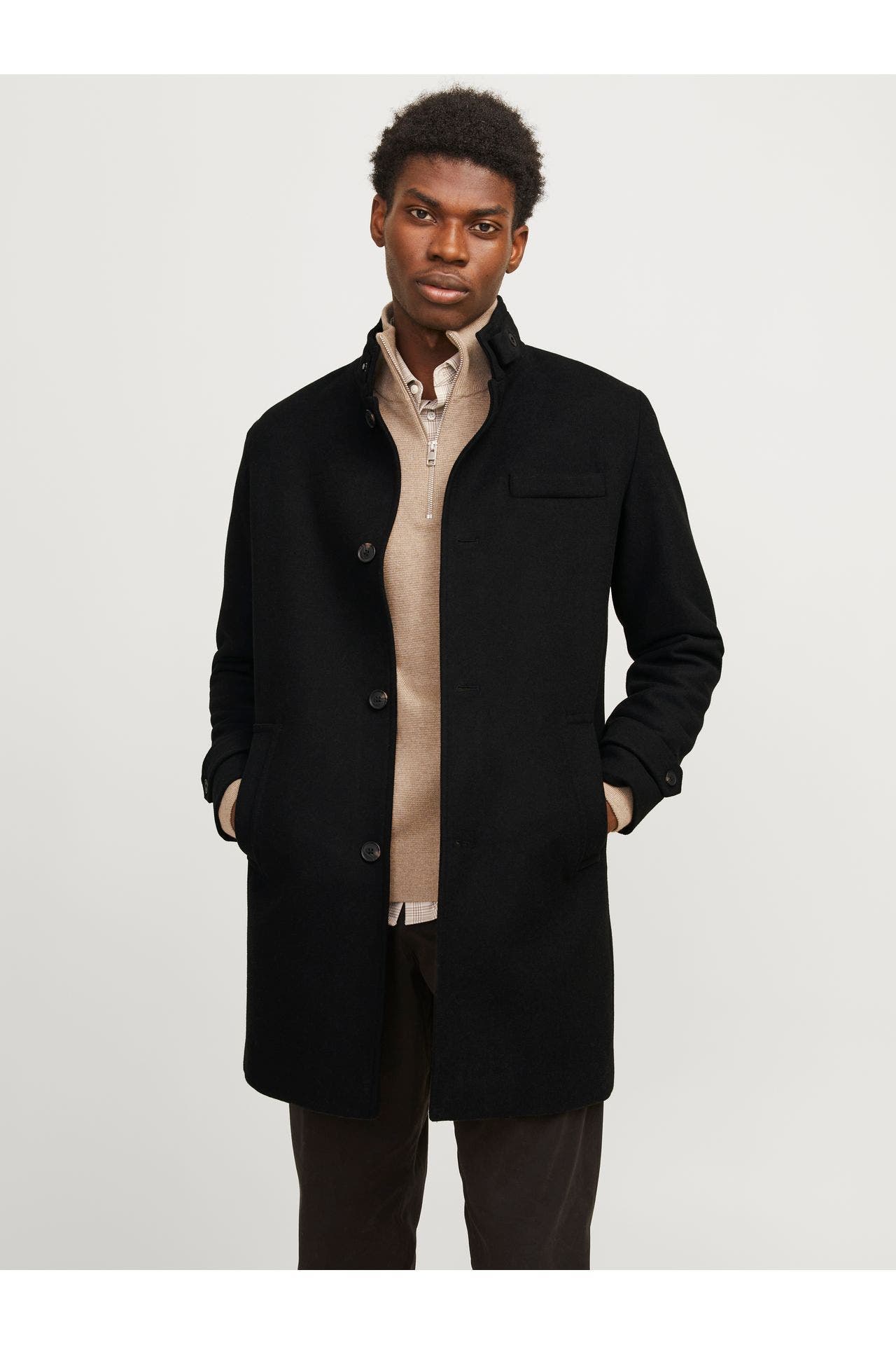 JACK & JONES Wollmixmantel 'Melton' schwarz, Bild 1