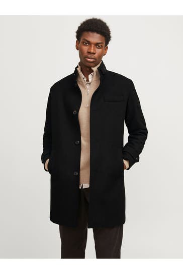 JACK & JONES Wollmixmantel 'Melton' schwarz