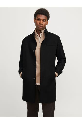 JACK & JONES Wollmixmantel 'Melton' schwarz