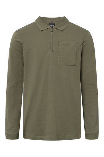 STRELLSON Langarm-Polo moosgrün