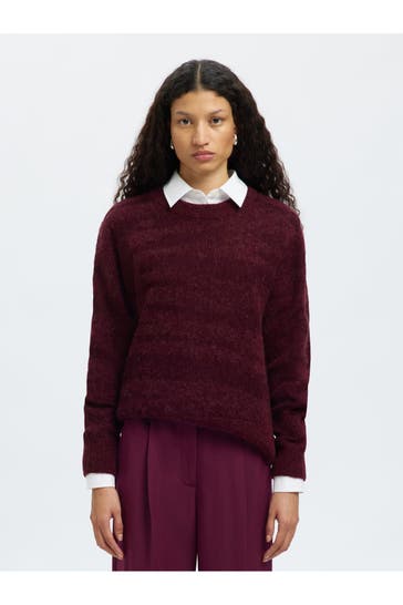 SELECTED Wollmix-Pullover bordeaux