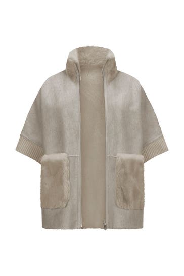 MILESTONE Kunstfelljacke 'Audrey' greige