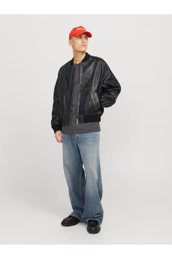 JACK & JONES Lederblouson schwarz
