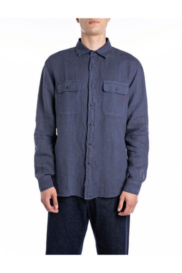 REPLAY Casual-Hemd rauchblau