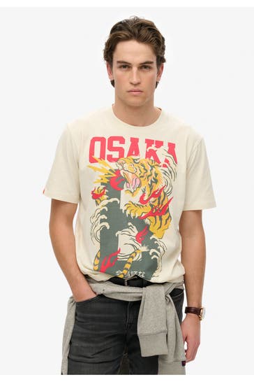 SUPERDRY T-Shirt 'Osaka Loose' ecru