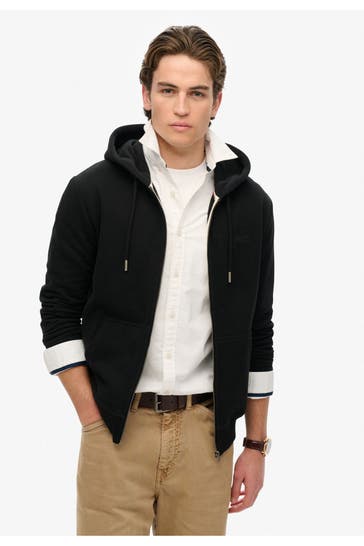 SUPERDRY Sweatjacke 'Essential Logo' schwarz