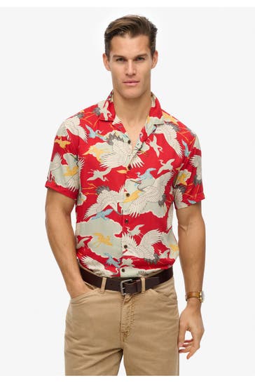 SUPERDRY Kurzarmhemd gemustert Regular Fit