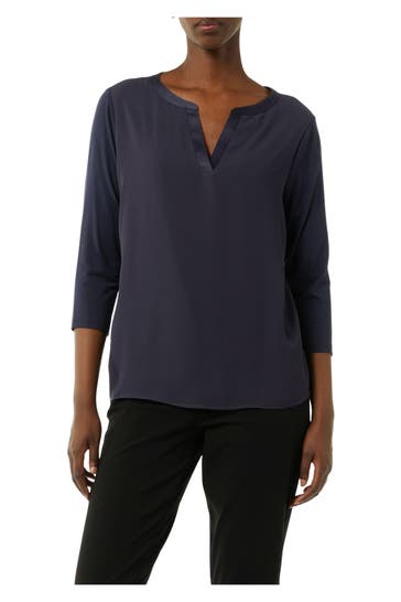 COMMA, Langarmshirt nachtblau