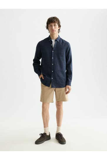 SCOTCH & SODA Leinenhemd dunkelblau Regular Fit