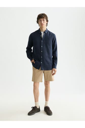 SCOTCH & SODA Leinenhemd dunkelblau Regular Fit