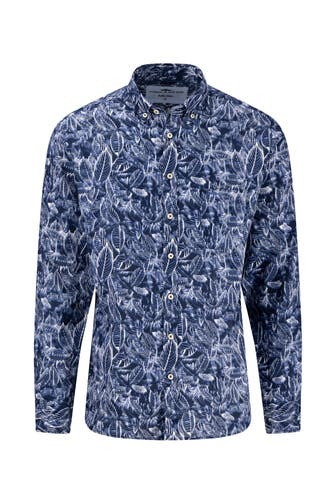 FYNCH-HATTON Leinenhemd dunkelblau Regular Fit