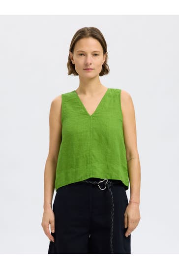 SELECTED Leinentop pistazie