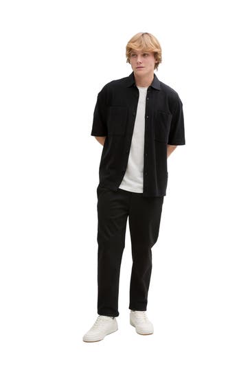 TOM TAILOR Kurzarmhemd schwarz