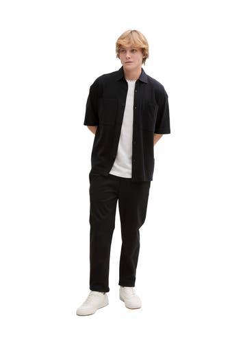 TOM TAILOR Kurzarmhemd schwarz